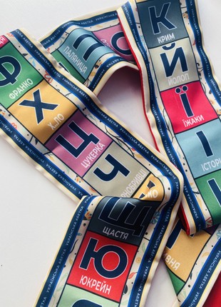 Twilly  tie " Ukrainian alphabet"  hairband from My Scarf (Twilly plus scrunchie)9 photo