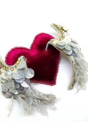 Handmade brooch "The heart of an angel"3 photo