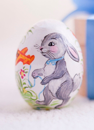 Bunny with Airplane Easter Egg and Stand, Ukrainian Pysanka2 photo
