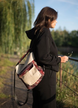 A set of women's bag-backpack "Marena" and cosmetic bag "Lyubva" handmade.3 photo