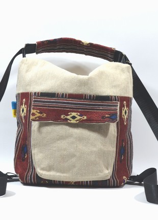 A set of women's bag-backpack "Marena" and cosmetic bag "Lyubva" handmade.7 photo