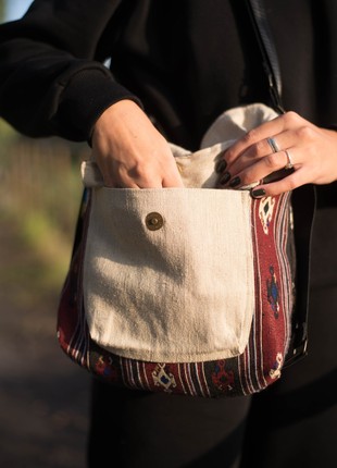 A set of women's bag-backpack "Marena" and cosmetic bag "Lyubva" handmade.9 photo