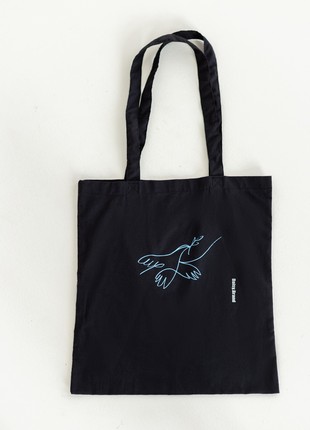 set T-shirt with shopping bag, swallow print, black3 photo
