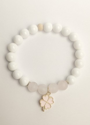 Bracelet with natural stones and Clover pendant3 photo