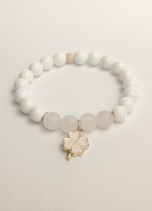 Bracelet with natural stones and Clover pendant4 photo