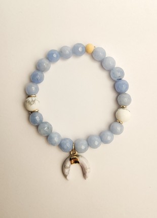 Blue bracelet with natural stones and a pendant4 photo