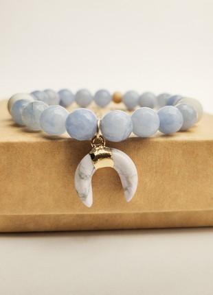 Blue bracelet with natural stones and a pendant2 photo