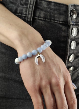 Blue bracelet with natural stones and a pendant1 photo