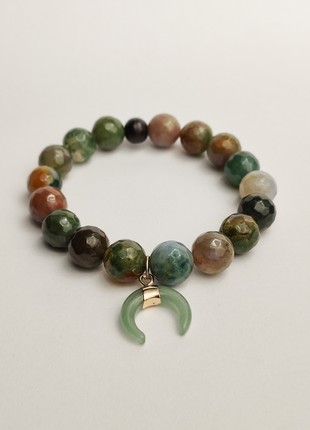 Green bracelet with natural stones and pendant3 photo