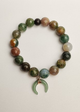 Green bracelet with natural stones and pendant4 photo