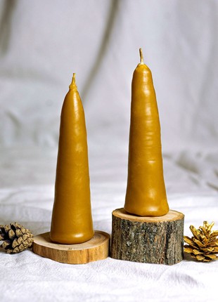 Dipped Beeswax Candles (wide), 2 pcs