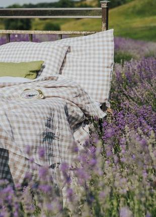 Checkered linen bedding set "avignon". provence collection4 photo