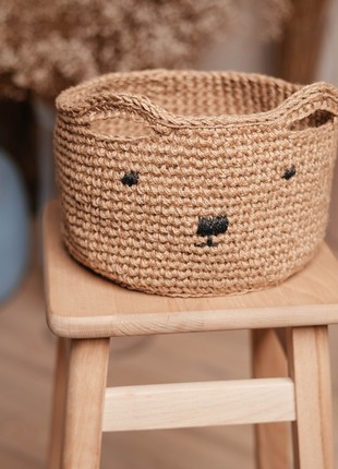 A soft teddy bear basket made from eco-friendly jute is the perfect addition to your home.