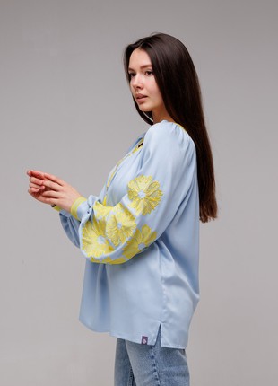 Women's embroidered blouse "Victory" blue-yellow3 photo