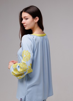 Women's embroidered blouse "Victory" blue-yellow4 photo