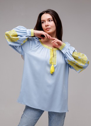 Women's embroidered blouse "Victory" blue-yellow