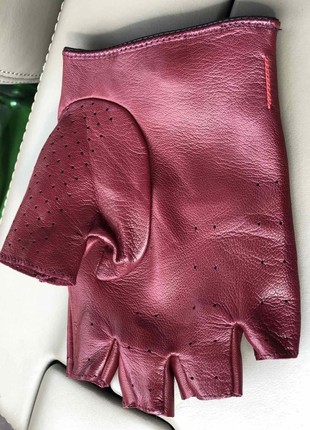 Men's leather driving gloves fingerless2 photo