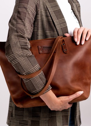 Leather Tote Bag With Pockets5 photo