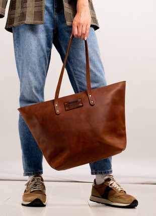 Leather Tote Bag With Pockets6 photo