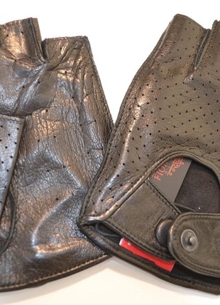 Men's leather driving gloves fingerless6 photo