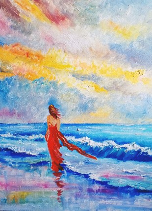 Sunset Seascape with Girl