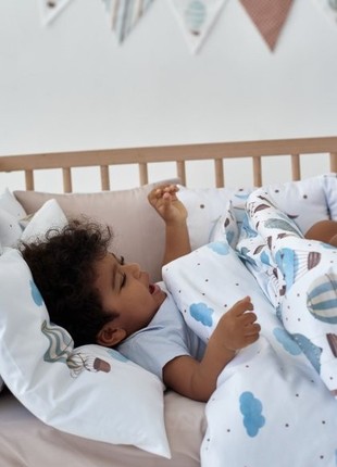 Bedding set "Around the world " (blue) Satin Premium (110x140)4 photo