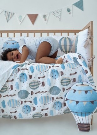 Bedding set "Around the world " (blue) Satin Premium (110x140)6 photo
