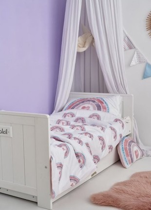 Bedding set "Watercolor rainbows" Satin (110x140) Premium