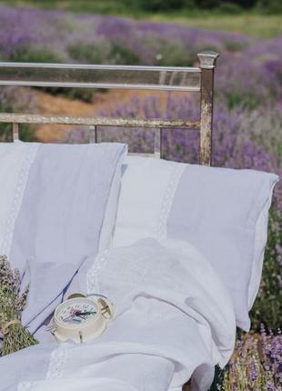 Linen bedding set with cotton lace "marseille". Provence collection1 photo