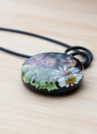 Resin flower necklace, Real mushroom necklace3 photo
