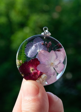 Resin flower necklace, real flower jewelry2 photo