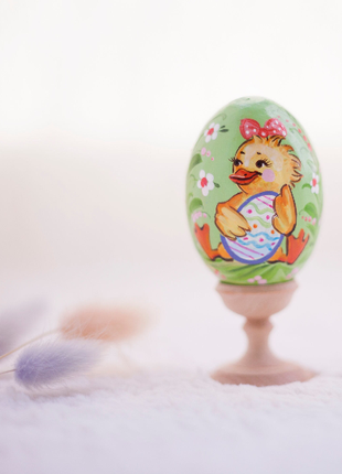 Duckling Girl Easter Egg and Stand, Ukrainian Pysanka3 photo