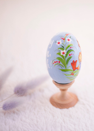 Duckling Boy Easter Egg and Stand, Ukrainian Pysanka5 photo