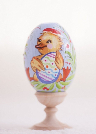Duckling Boy Easter Egg and Stand, Ukrainian Pysanka