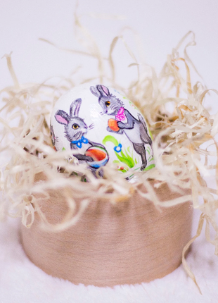 Easter Egg with Two Bunnies and Stand, Ukrainian Pysanka8 photo
