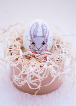 Bunny with Pink Bow Easter Egg and Stand, Ukrainian Pysanka8 photo