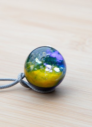 Resin universe pendant, Star planet necklace, Stand with Ukraine necklace6 photo