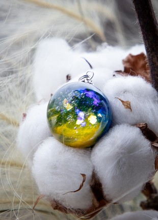 Resin universe pendant, Star planet necklace, Stand with Ukraine necklace4 photo