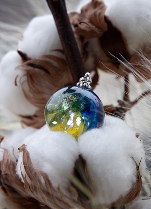 Resin universe pendant, Star planet necklace, Stand with Ukraine necklace5 photo