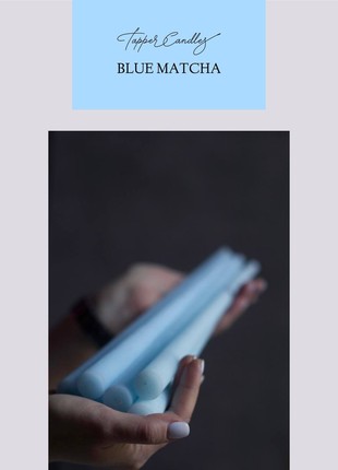 Set of 4 tall candles "Blue matcha"