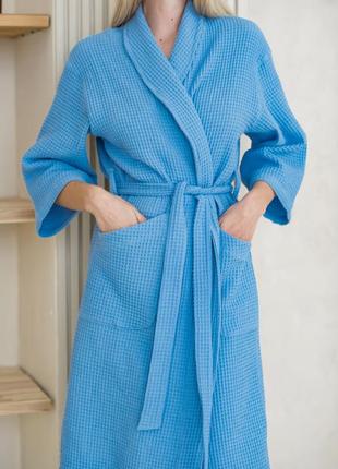 Cosy waffle robe with shawl collar6 photo