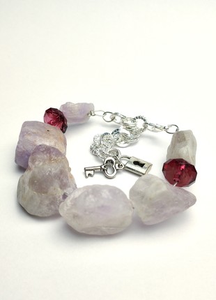Light purple bracelet with natural untreated Amethyst3 photo