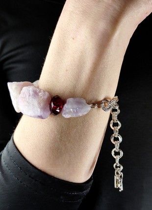 Light purple bracelet with natural untreated Amethyst4 photo