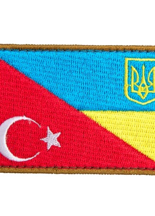 Embroidered Chevron on Velcro with Ukraine and Turkey Flags, 5x8 cm2 photo