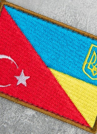 Embroidered Chevron on Velcro with Ukraine and Turkey Flags, 5x8 cm3 photo