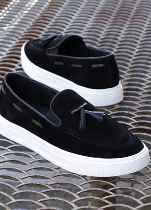 Men's White Sole Suede Loafers Moccasins ED 5255 photo
