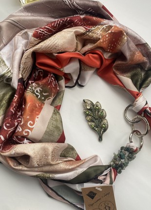 Scarf "love story ,,from the brand MyScarf. Decorated with natural assorted stones8 photo