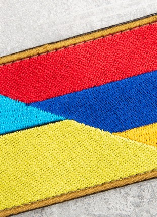 Handmade Embroidered Chevron Patch with Ukraine and Armenia Flags, 5x8 cm, with Velcro Fastener3 photo
