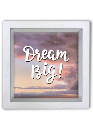 Piggy bank "Dream big" white 20*20 cm