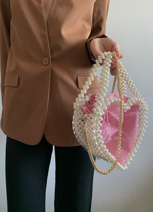 Transparent women's bag made of pearls10 photo